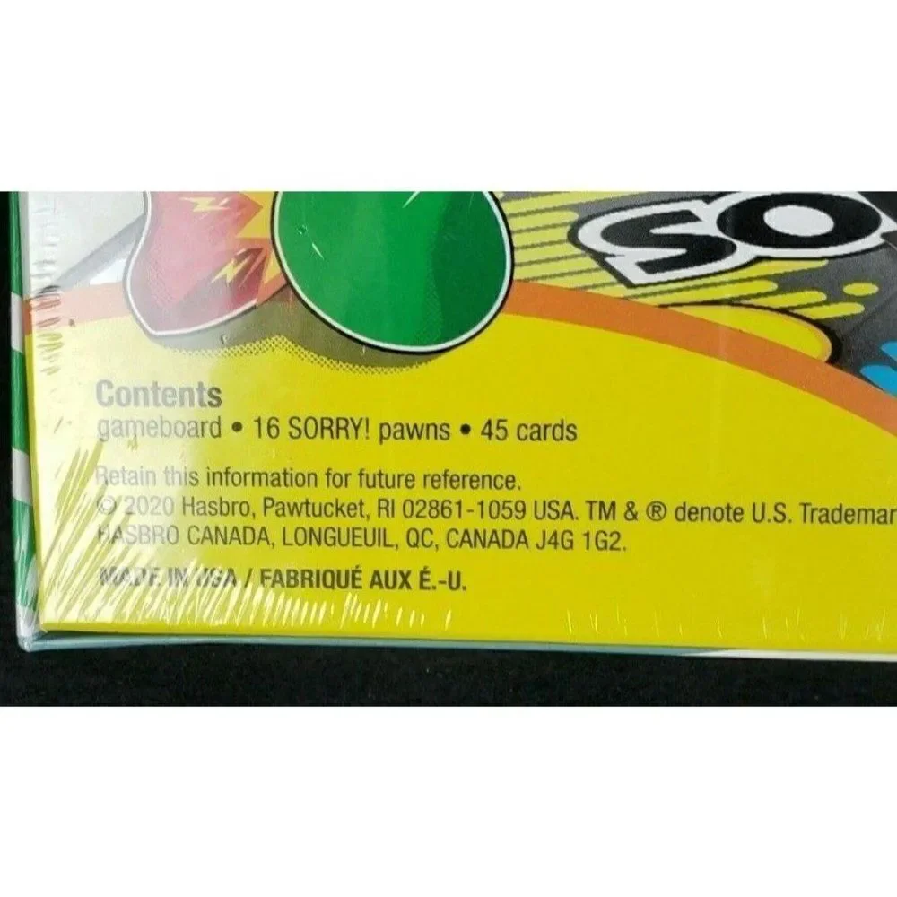 Sealed Brand New Sorry! Board Game by Hasbro Classic Game of Sweet Revenge Game